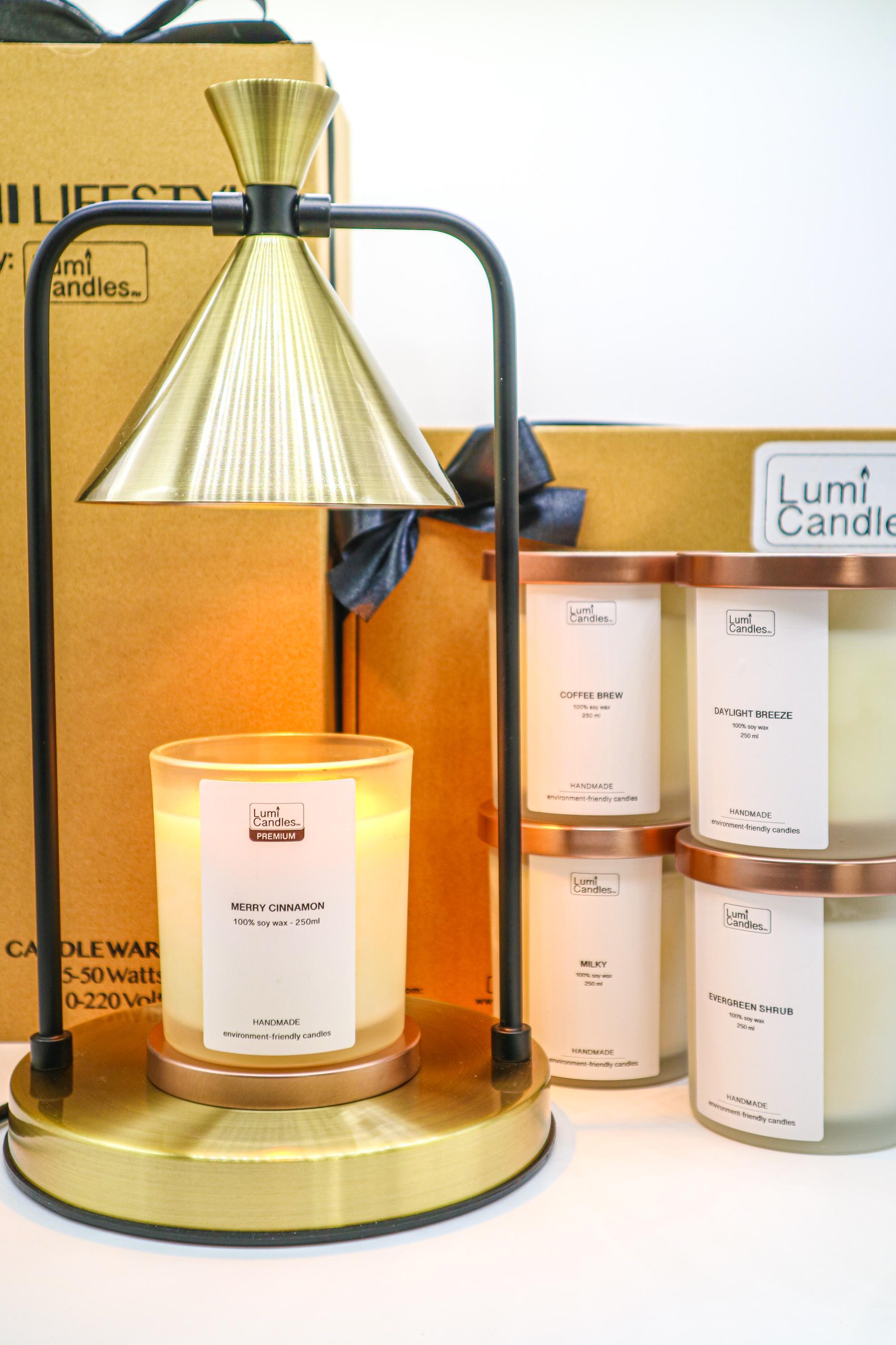 Steel Gold Candle Warmer and 5 RG Frosted Bundle B - Lumi Candles PH