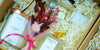 Dried flower candle set with a LUMI candle, diffusers, and a dried flower bouquet in a gift box