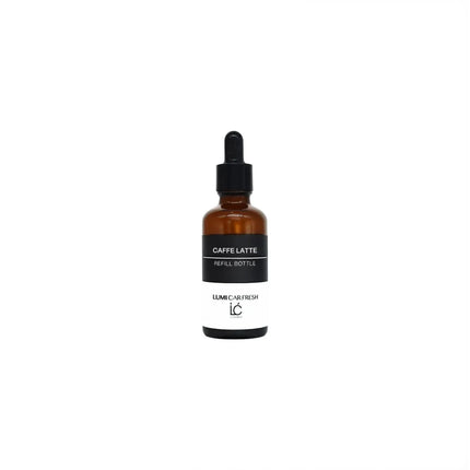 Caffe Latte LUMI Car Freshener Refill oil bottle, capped, product shot on a plain background