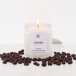 Coffee Brew Scented Soy Candle (100ml) lit with a glowing flame