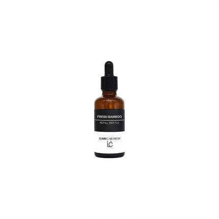 Fresh Bamboo LUMI Car Freshener Refill oil bottle, capped, product shot on a plain background