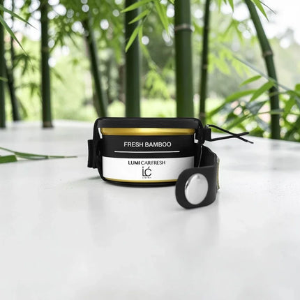 Stylized scent depiction of Fresh Bamboo notes for the LUMI Car Freshener with Holder