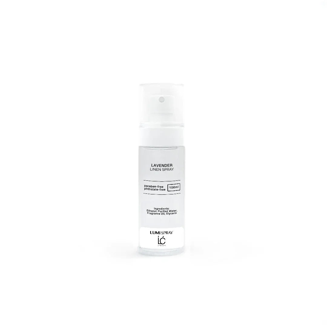 Lavender LUMI Room and Linen Spray (100ml) bottle on its own