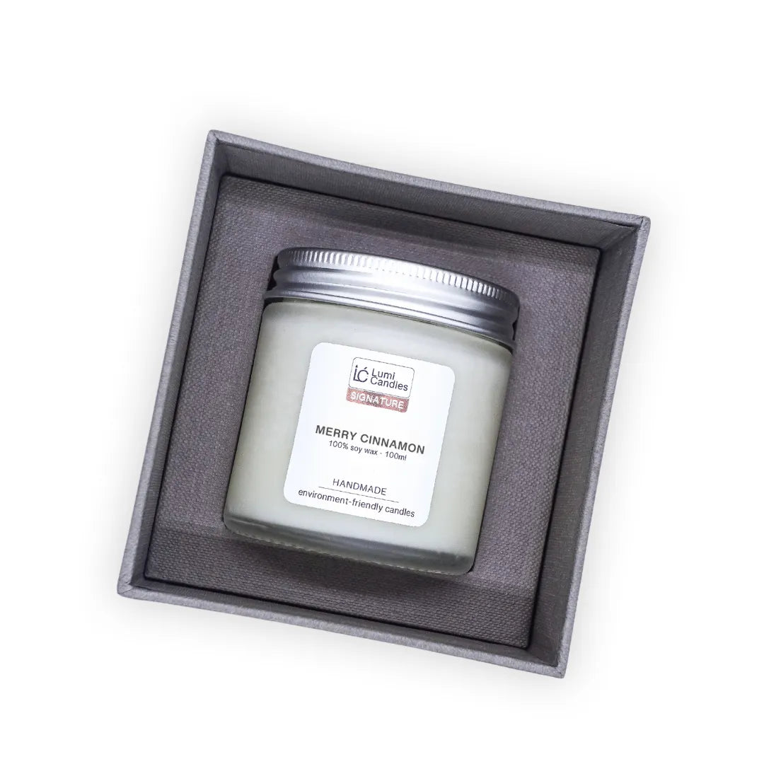 Merry Cinnamon Scented Soy Candle (100 ml) - Signature Blend Christmas Scent