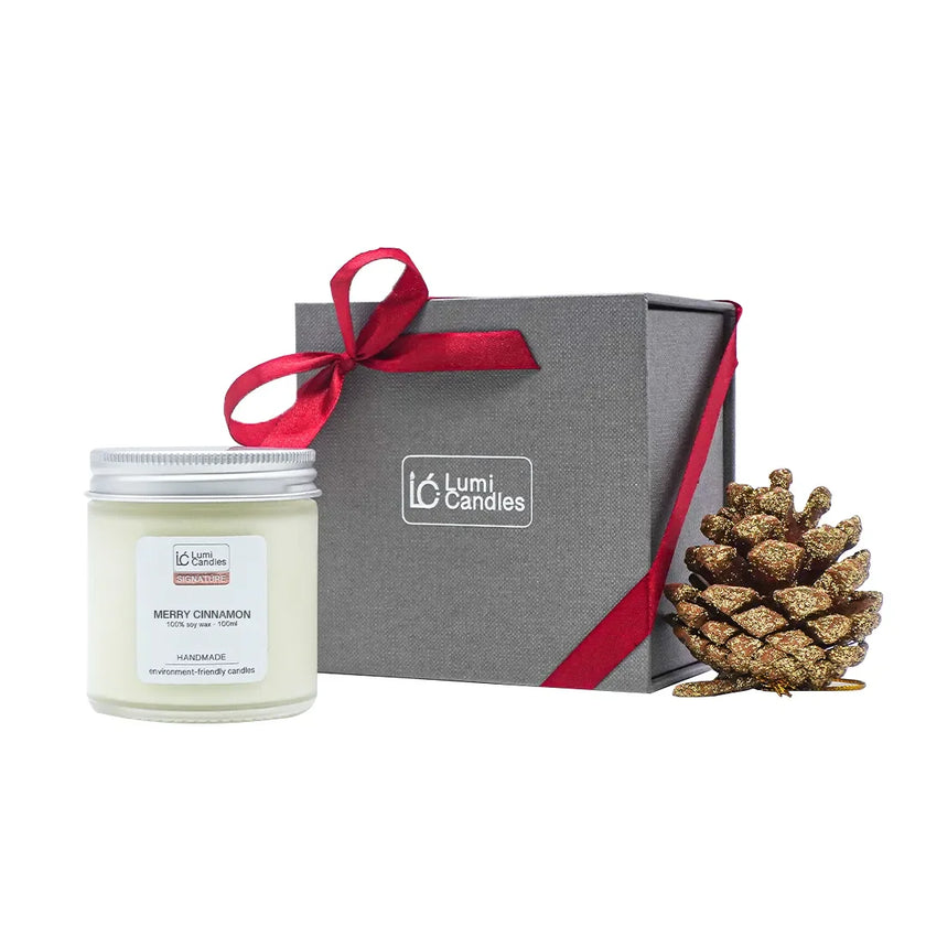 (Discounted Bulk Gifts with Packaging min. 4pcs) MERRY CINNAMON Scented Soy Candle 100ml