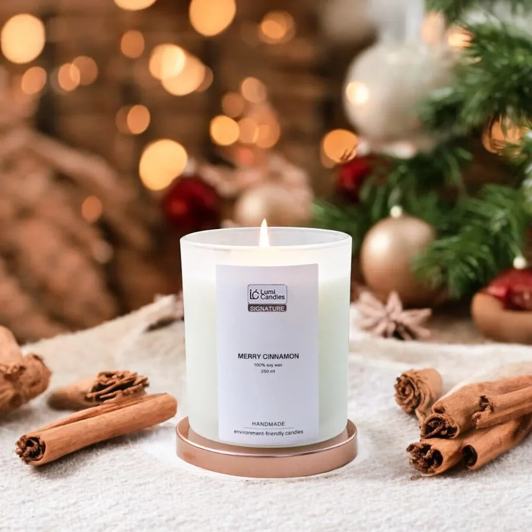Merry Cinnamon Scented Soy Candle (250ml) - Signature Blend Christmas Scent