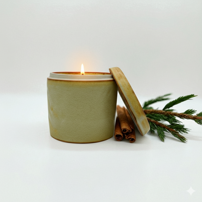 Merry Cinnamon Artisanal Scented Soy Candle Pot - Signature Blend Christmas Scent