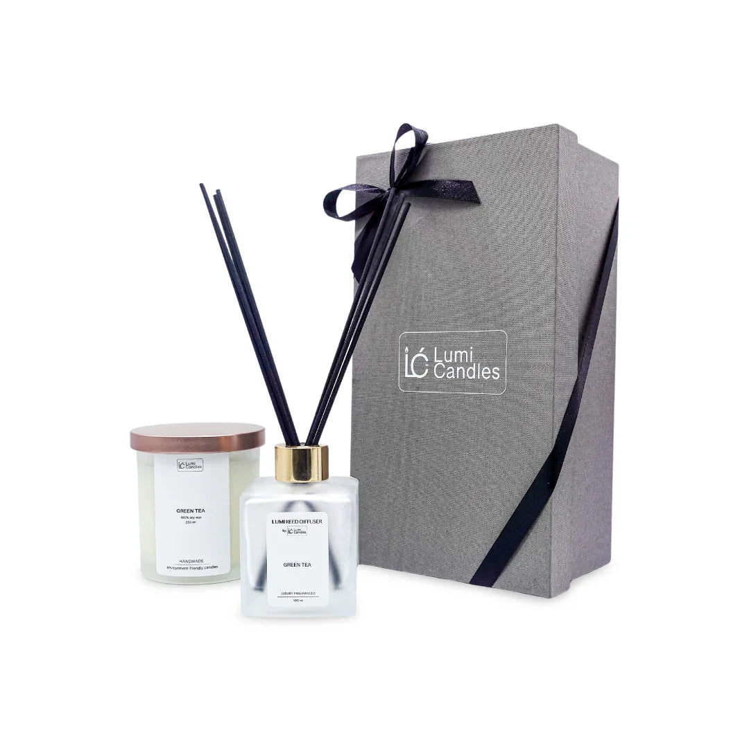 Premium Gift Set Duo Bundle - Reed Diffuser & Scented Soy Candle (LUMI)