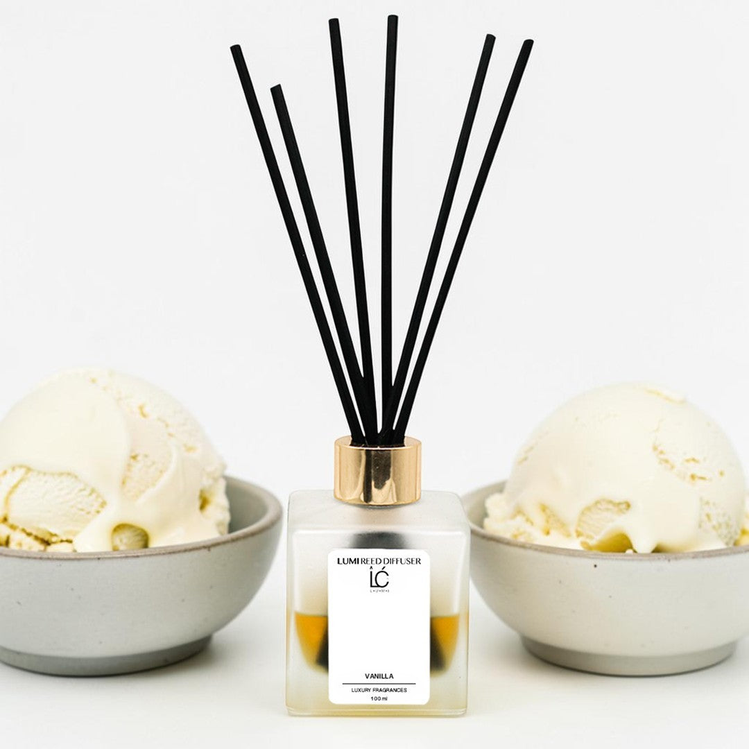 Vanilla LUMI Reed Diffuser scent profile illustration