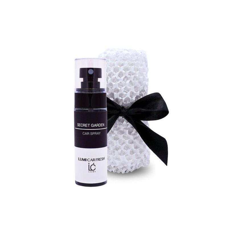 Lumi Candles PH Car Spray with packaging in the scent of secret garden
