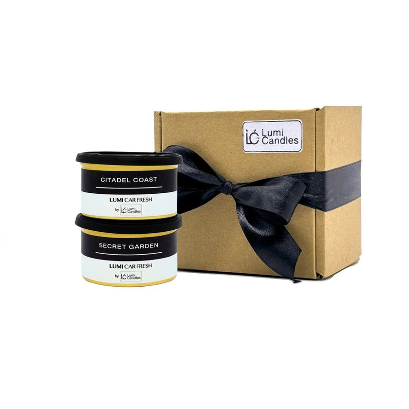 LUMI Car Air Freshener Duo Bundle in bronze gold tin cans