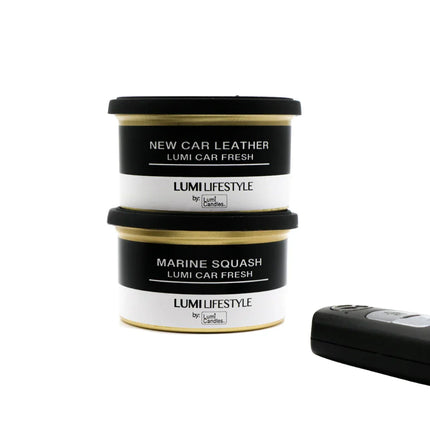Lumi Candles PH Car Freshener without Holder in the scent on New Car Leather and Marine Squash