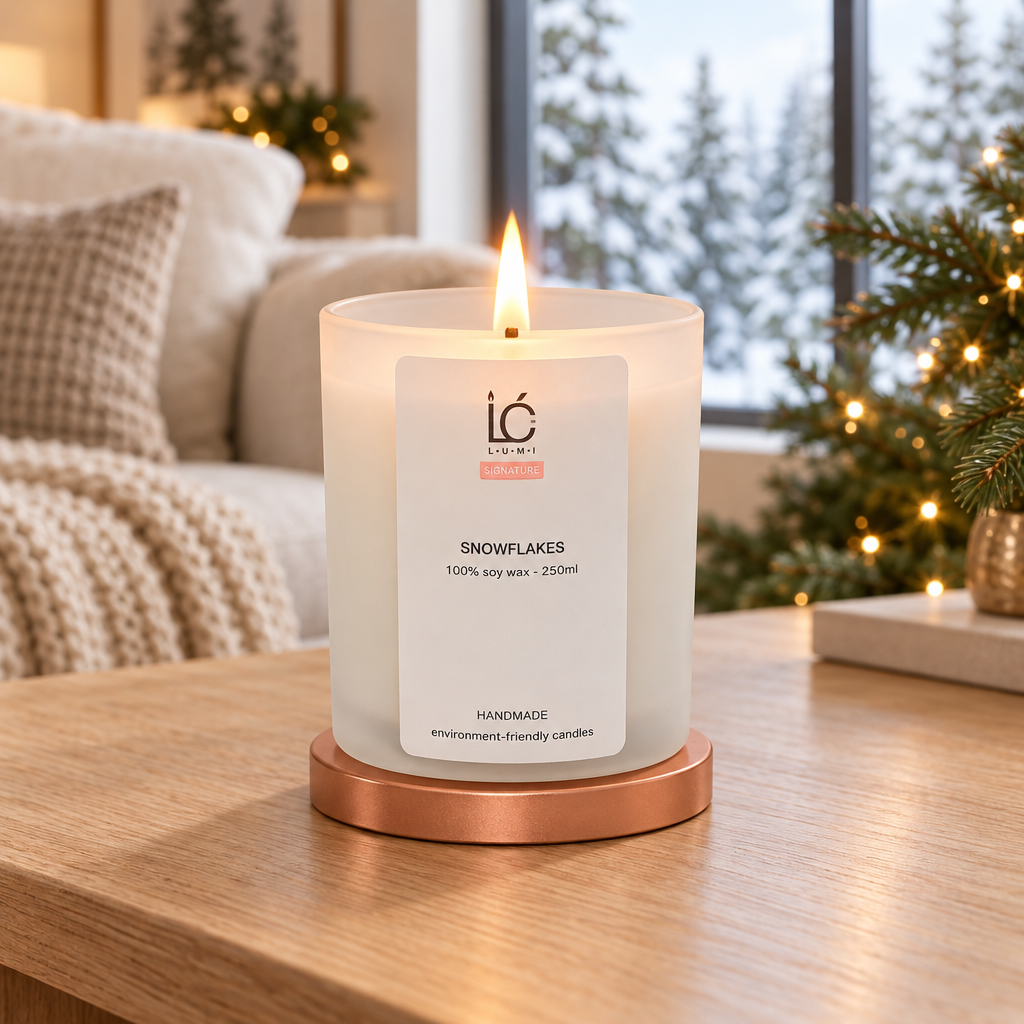 Snowflakes candle lifestyle photo