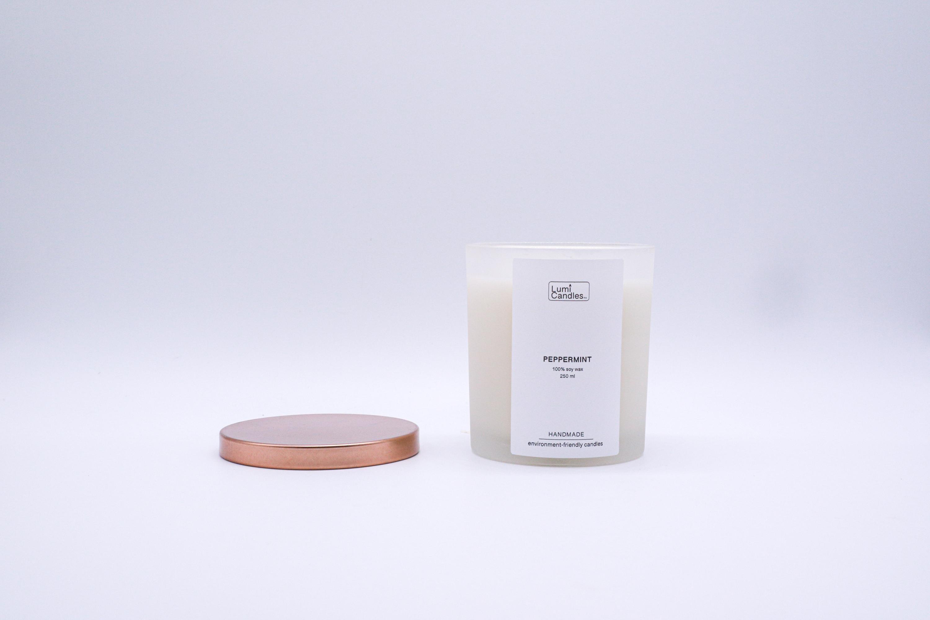 Peppermint LUMI scented soy candle at 250 ML by LUMI Candles PH
