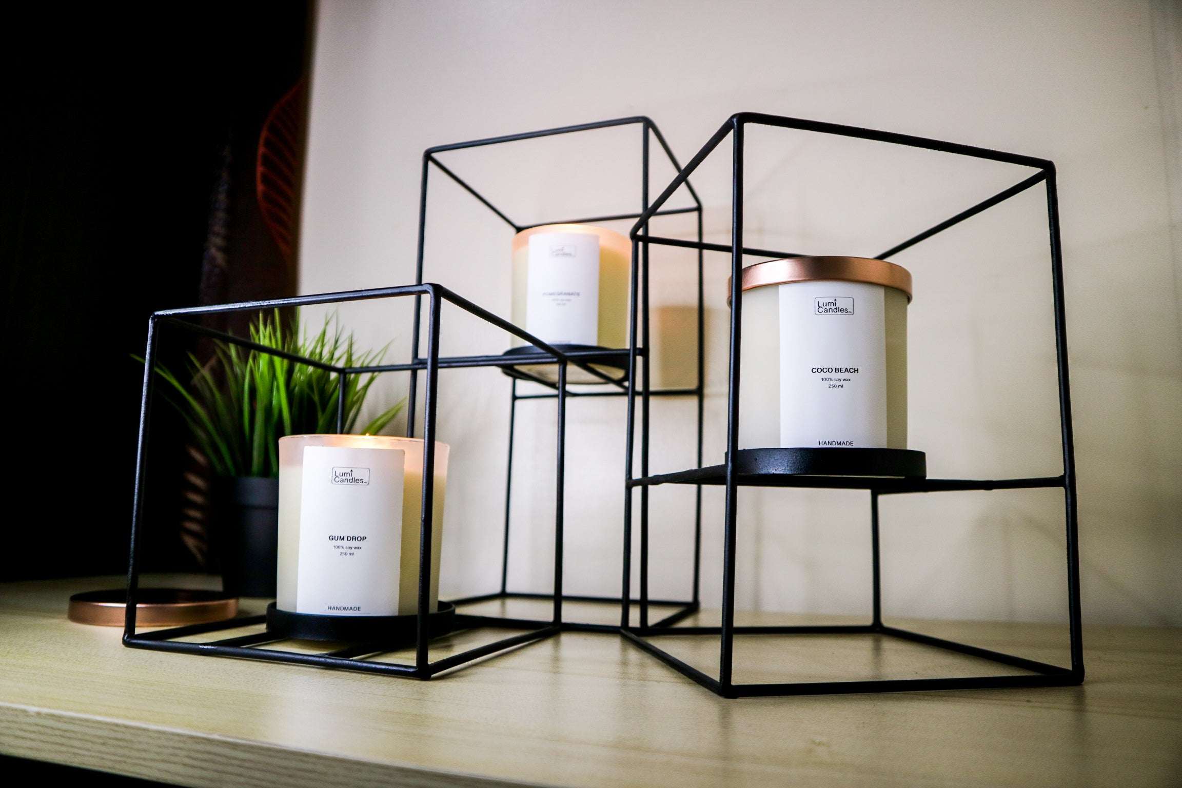 3-Tier Cube Candle Holders with 5 RG LUMIs